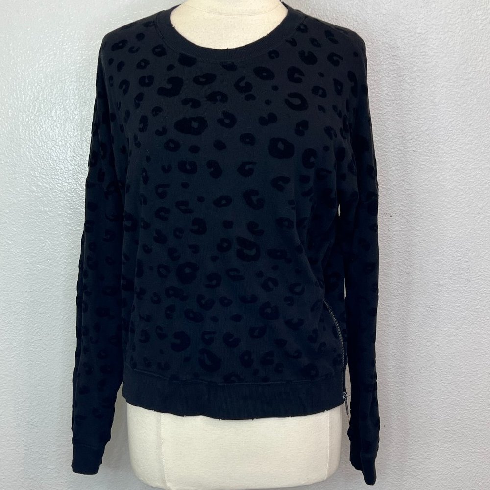 Rails Marlo Flocked Leopard Print Sweatshirt Side… - image 2